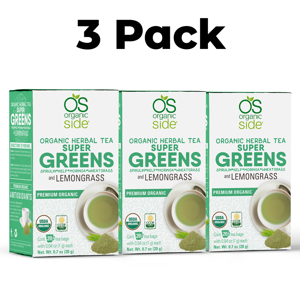 OS Organic Side | Greens (Spirulin, Kelp, Moringa & Wheatgrass) 60 Tea bags (Pack of 3)
