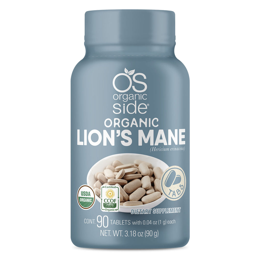 Organic Lion's Mane - 90 Tablets - Organic Side - USDA