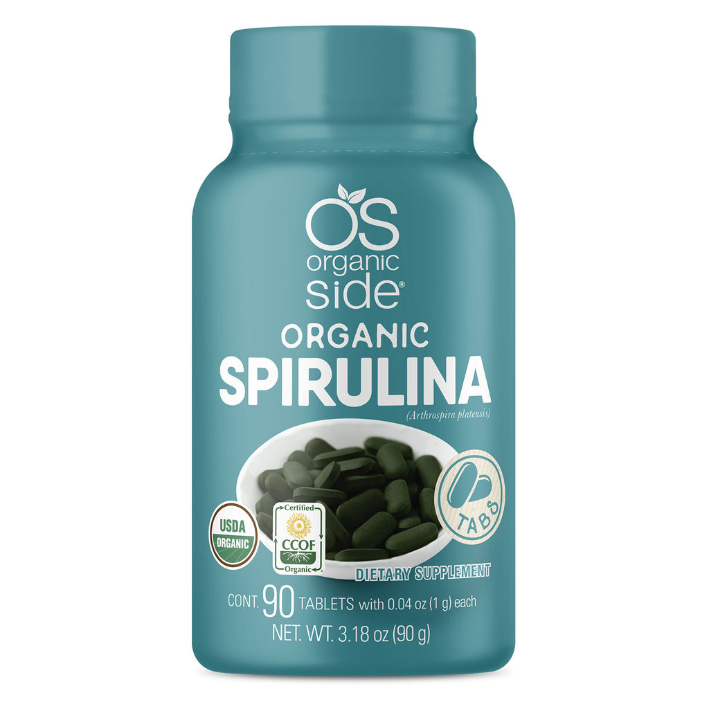 Organic Spirulina - 90 Tablets - Organic Side - USDA