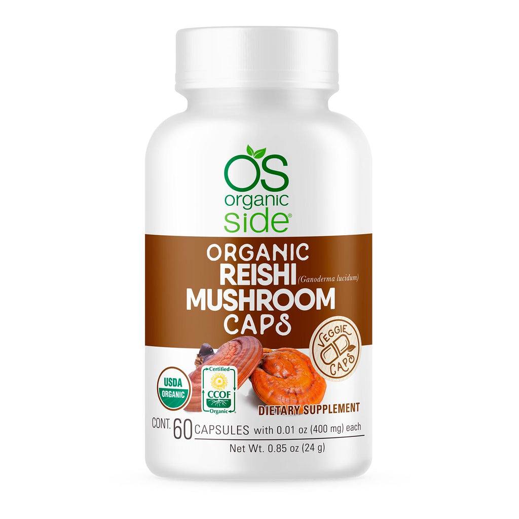 Organic Reishi Mushroom 60 Capsules - Adaptogen - Certified USDA - Non GMO - Vegan