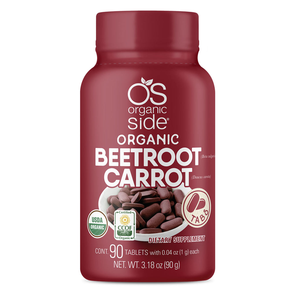 Organic Beet Root & Carrot - 90 Tablets - Organic Side - USDA